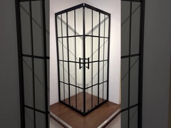 5/6mm サイズ グラス スクエア シャワー ブラック ストライプ フレーム 現代の浴室